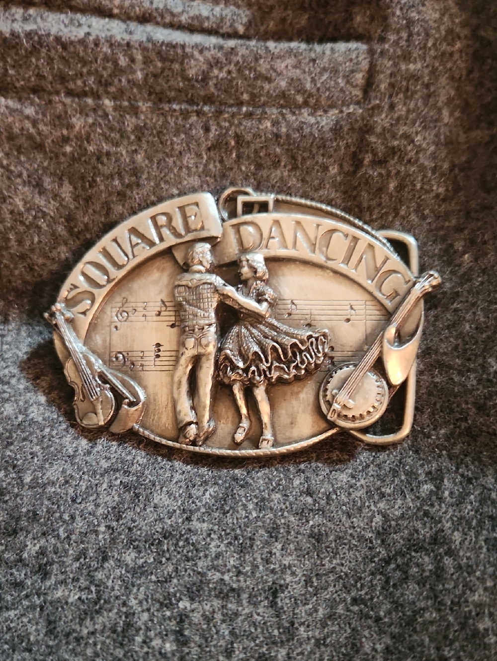Square Dancing Belt Buckle - Silver Tone